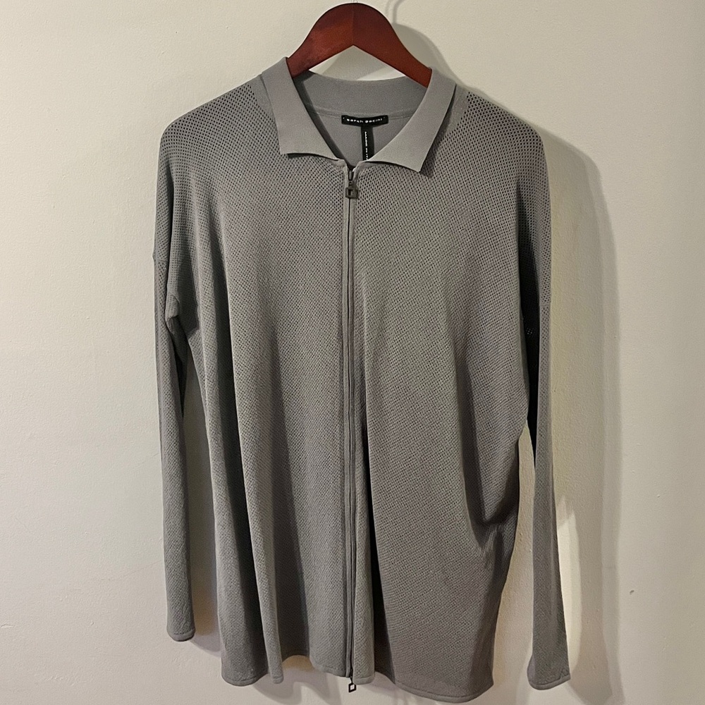 Sarah Pacini taupe textured zip up cardigan one size